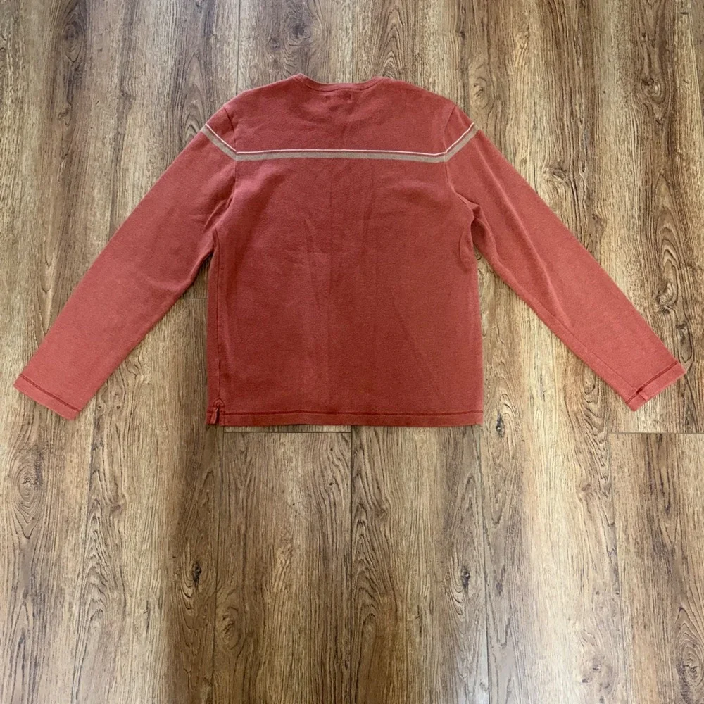 Banana Republic Mens‎ L Burnt Orange Cotton Stripe Crewneck Sweater Skater y2k